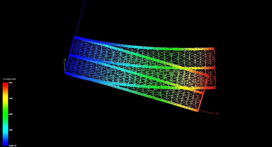 FEM simulation of the bending of a bimorph beam heated up to 200°C